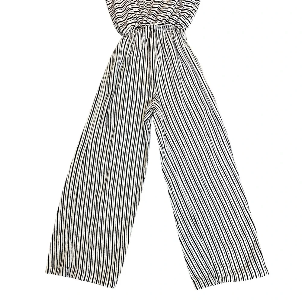 Zara Girls Wide Leg Striped Jumpsuit‎ Size 8 Fisherman Coastal Euro Vacation